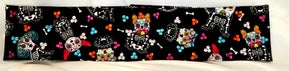 Narrow Black Sugar Skull Dog Bandana with Multi-Colored Austrian Crystals (Sku9991)