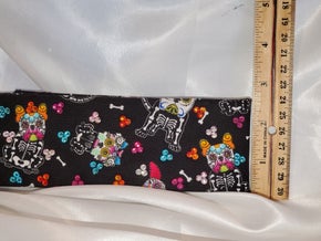 Narrow Black Sugar Skull Dog Bandana with Multi-Colored Austrian Crystals (Sku9991)