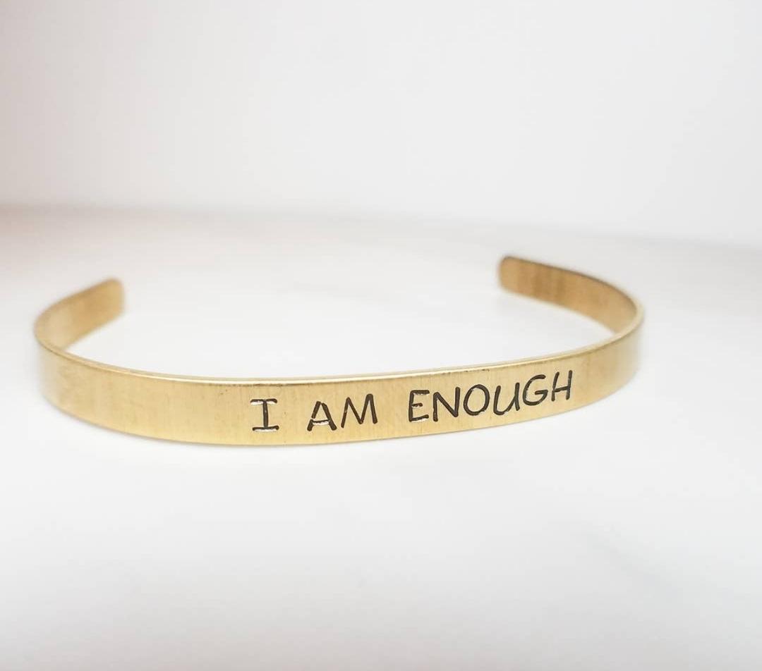 I AM ENOUGH Adjustable Copper ,Brass or Silver Cuff Bracelet (Sku8342)