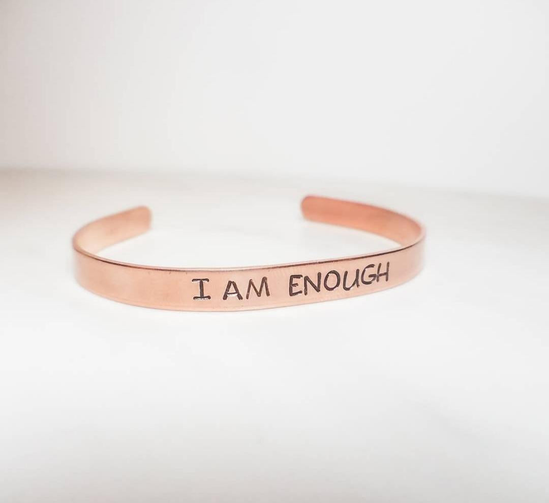 I AM ENOUGH Adjustable Copper ,Brass or Silver Cuff Bracelet (Sku8342)