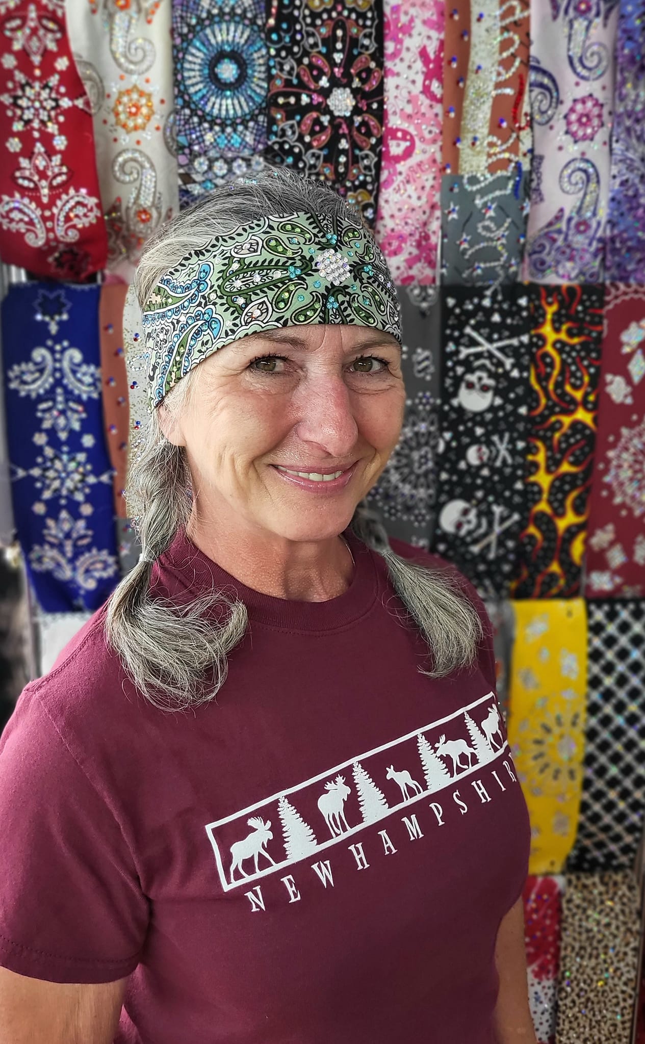 Narrow Mint Green Indian Bandana with Turquoise, Light Green and Diamond Clear Austrian Crystals (Sku1075)
