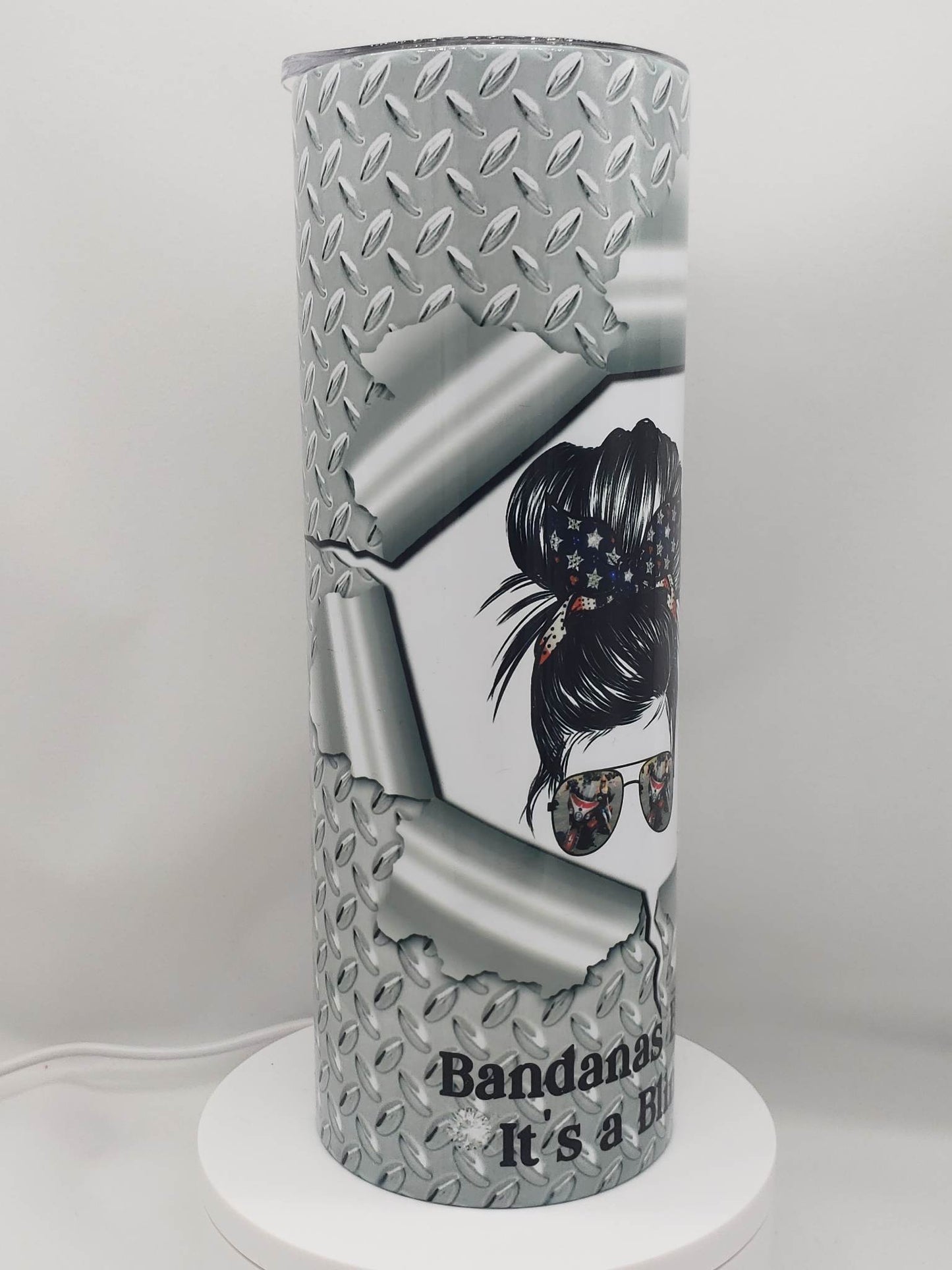 Biker Hair Don't Care Skinny Tumbler