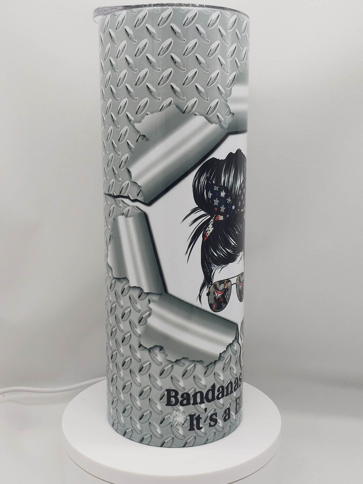 Biker Hair Don't Care Skinny Tumbler