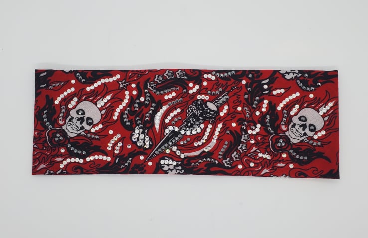 LeeAnnette Skull and Dagger with Black and Diamond Clear Austrian Crystals (SKU4383)