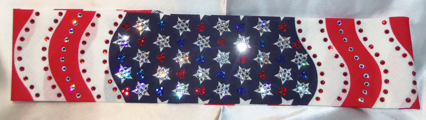LeeAnnette American Flag Bandana Over 300 Austrian crystals (Sku4014)