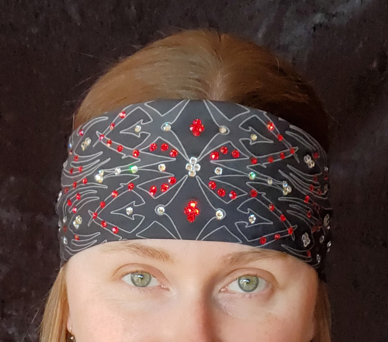 Tribal Bandana with Red and Clear Austrian Crystals (Sku1671)