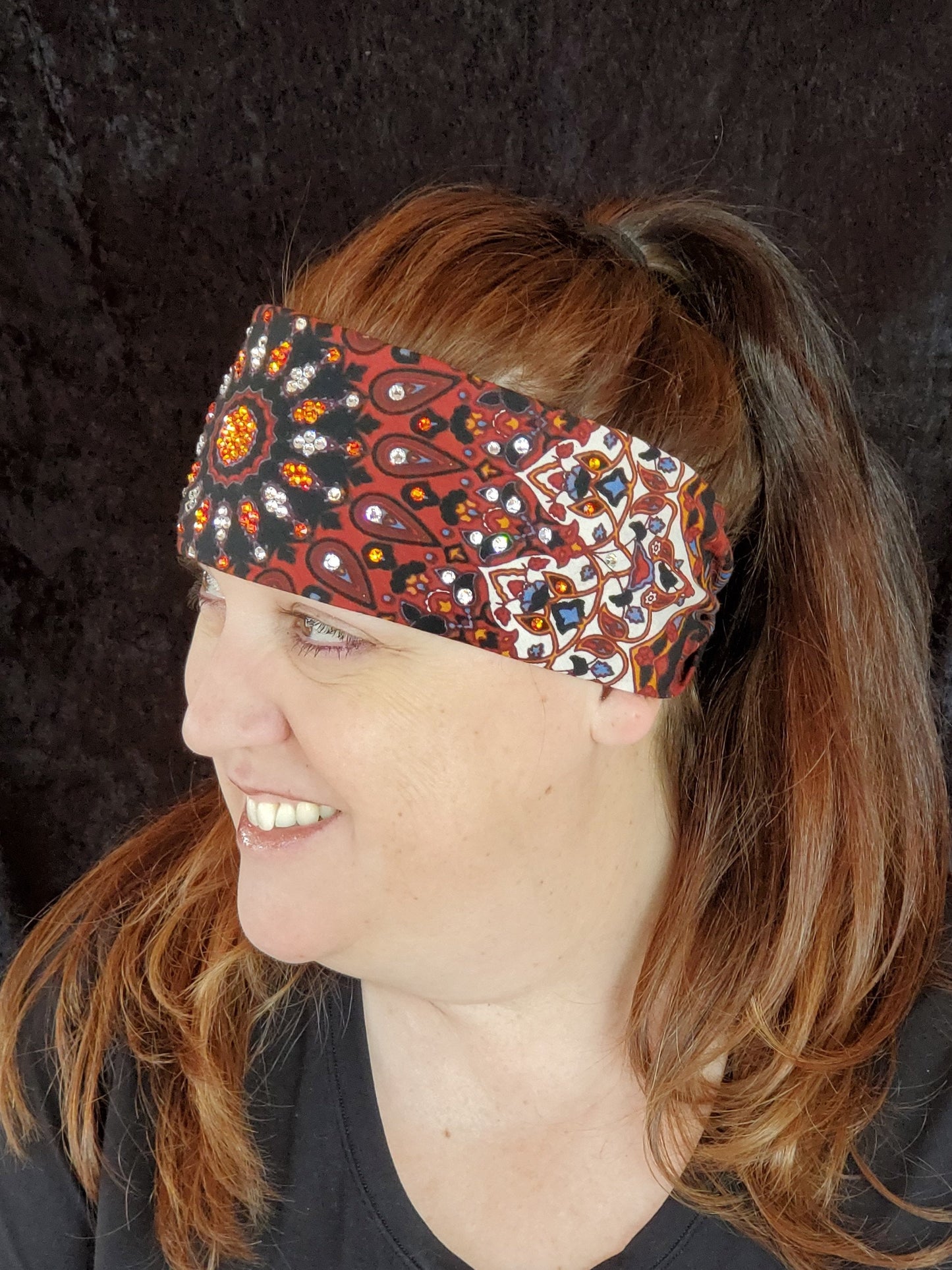 Rust Indian with Orange and Diamond Clear Austrian Crystals (Sku1293)