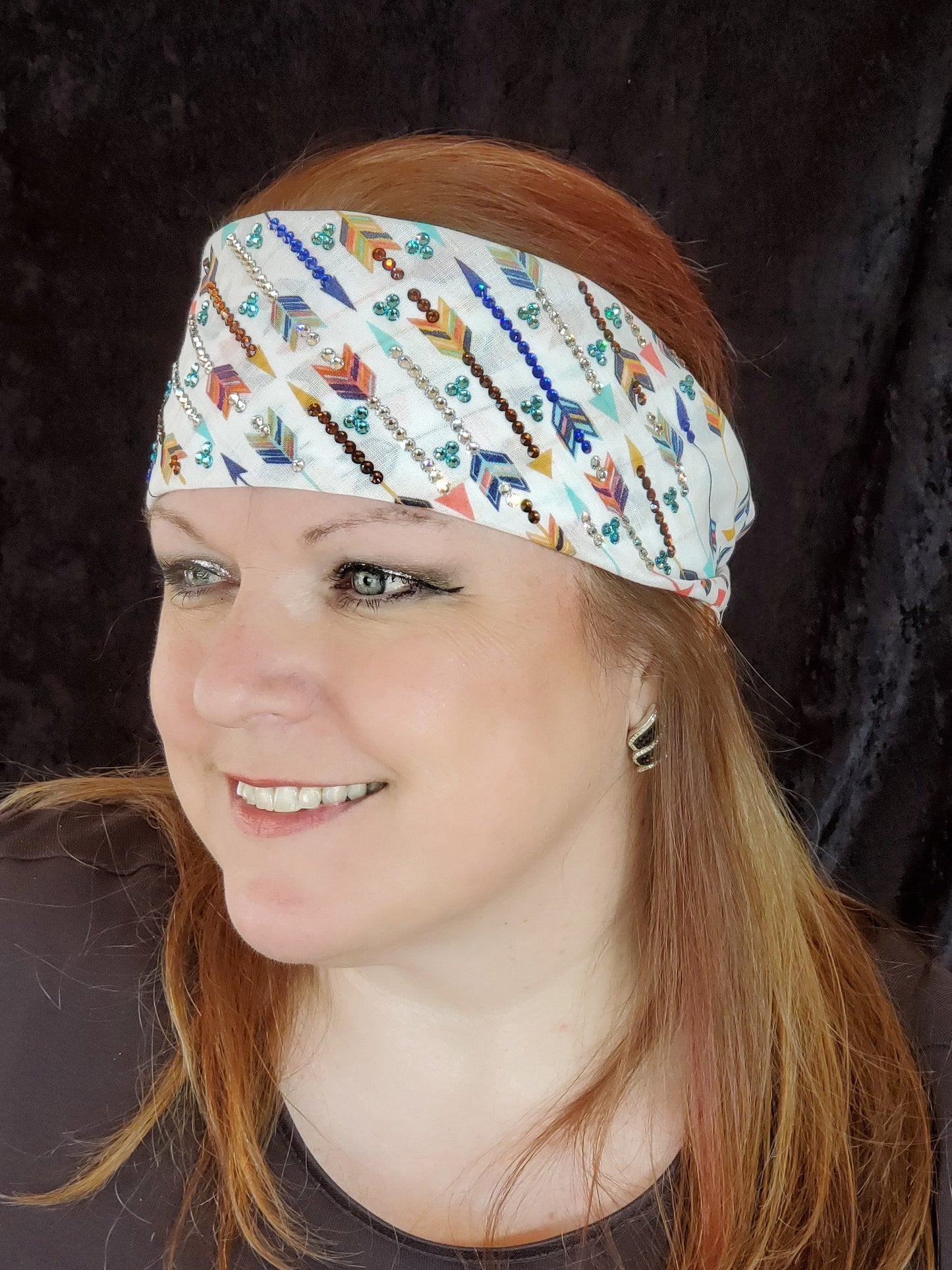 LeeAnnette Arrow Bandana with Multi-colored Austrian Crystals (Sku4070)