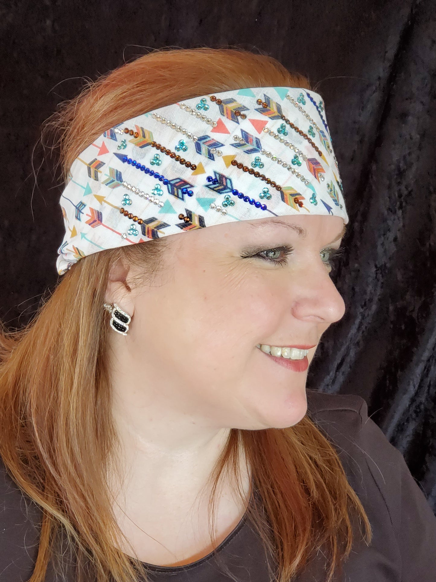 LeeAnnette Arrow Bandana with Multi-colored Austrian Crystals (Sku4070)