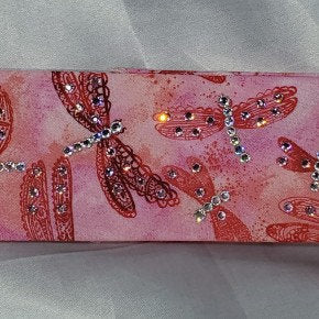 Narrow Pink Dragonfly with Light Pink and Diamond Clear Austrian Crystals (Sku1257)