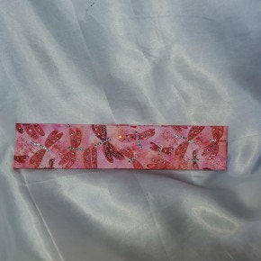 Narrow Pink Dragonfly with Light Pink and Diamond Clear Austrian Crystals (Sku1257)