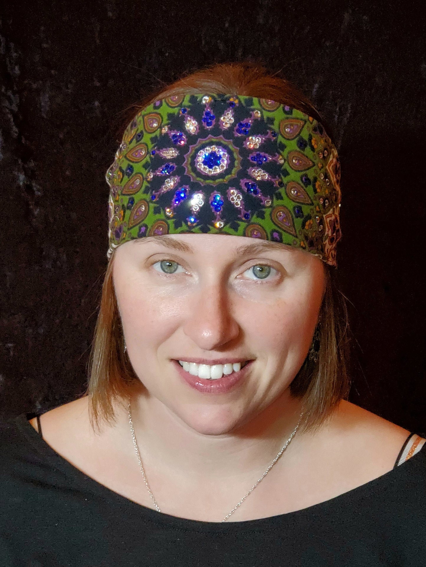 Green Indian with Blue and Diamond Clear Swarovski Crystals (Sku1304)