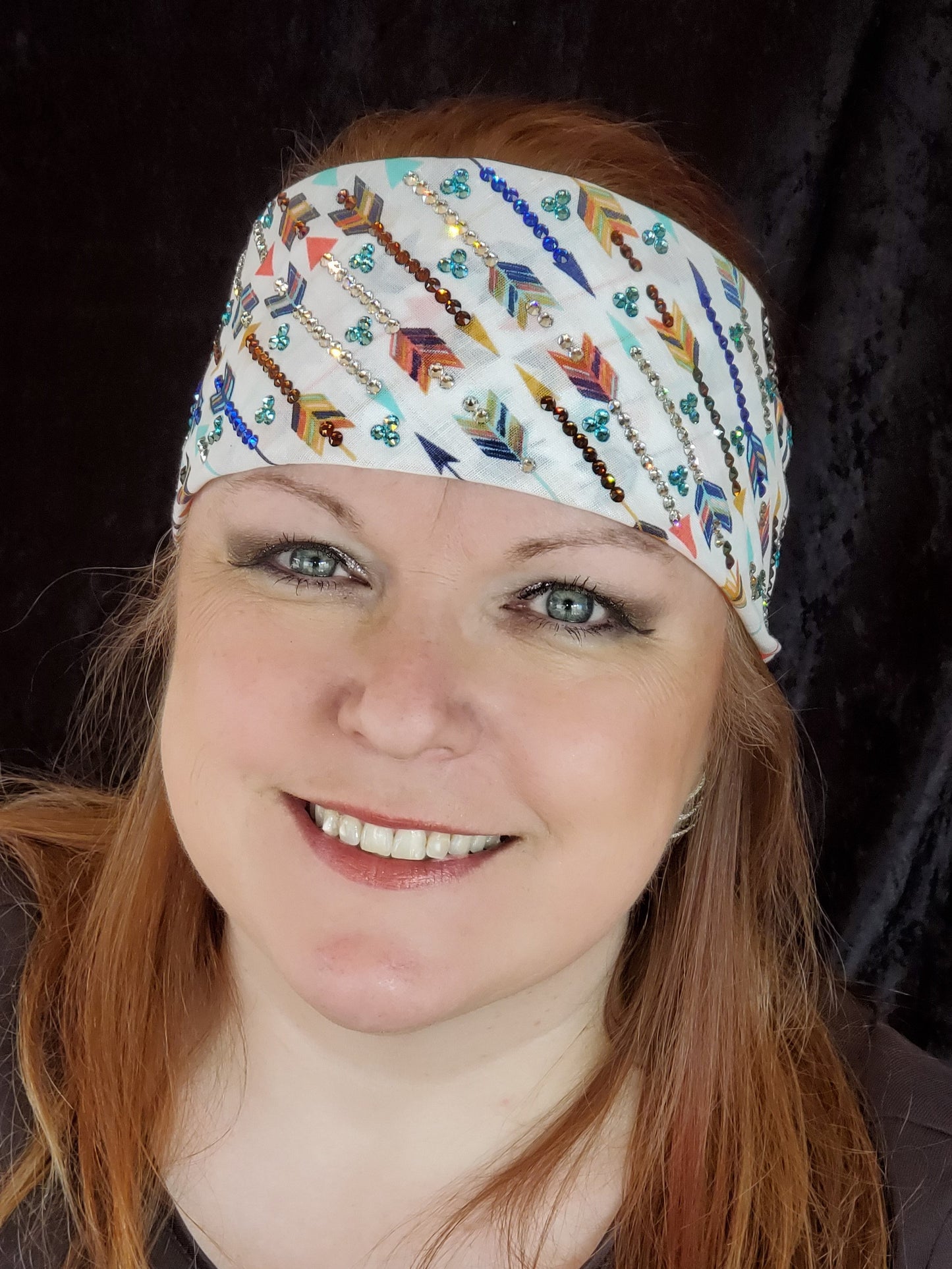 LeeAnnette Arrow Bandana with Multi-colored Austrian Crystals (Sku4070)