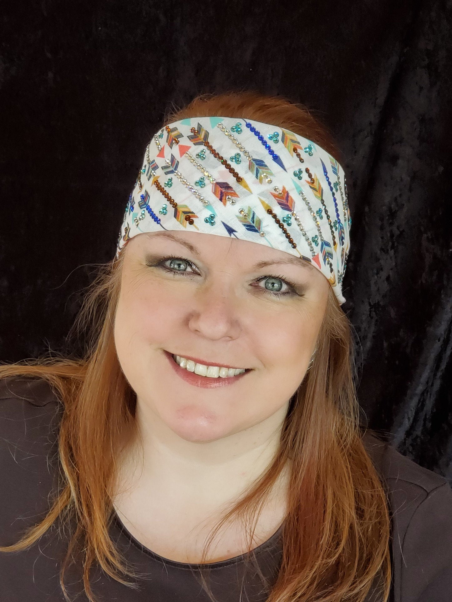 LeeAnnette Arrow Bandana with Multi-colored Austrian Crystals (Sku4070)