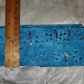 Narrow Blue Dragonfly Bandana with Light Blue and Aurora Borealis Austrian Crystals (Sku1263)