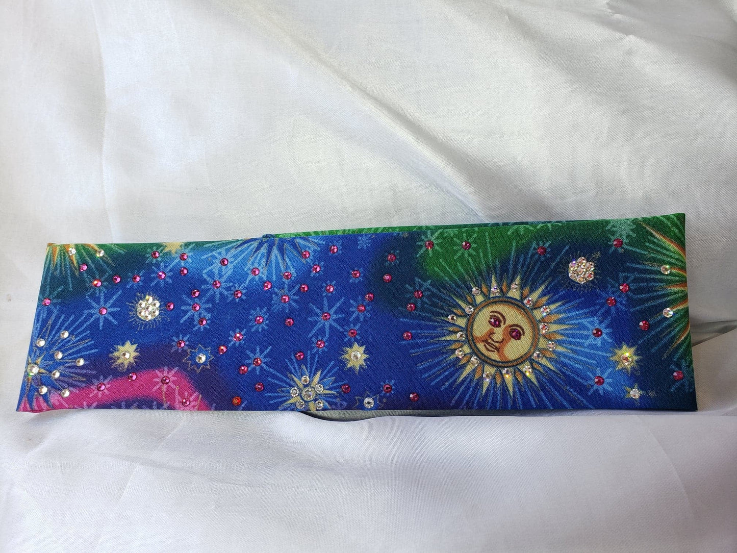 Tie-dyed Sun with Fuchsia and Diamond Clear Austrian Crystals (Sku9040)