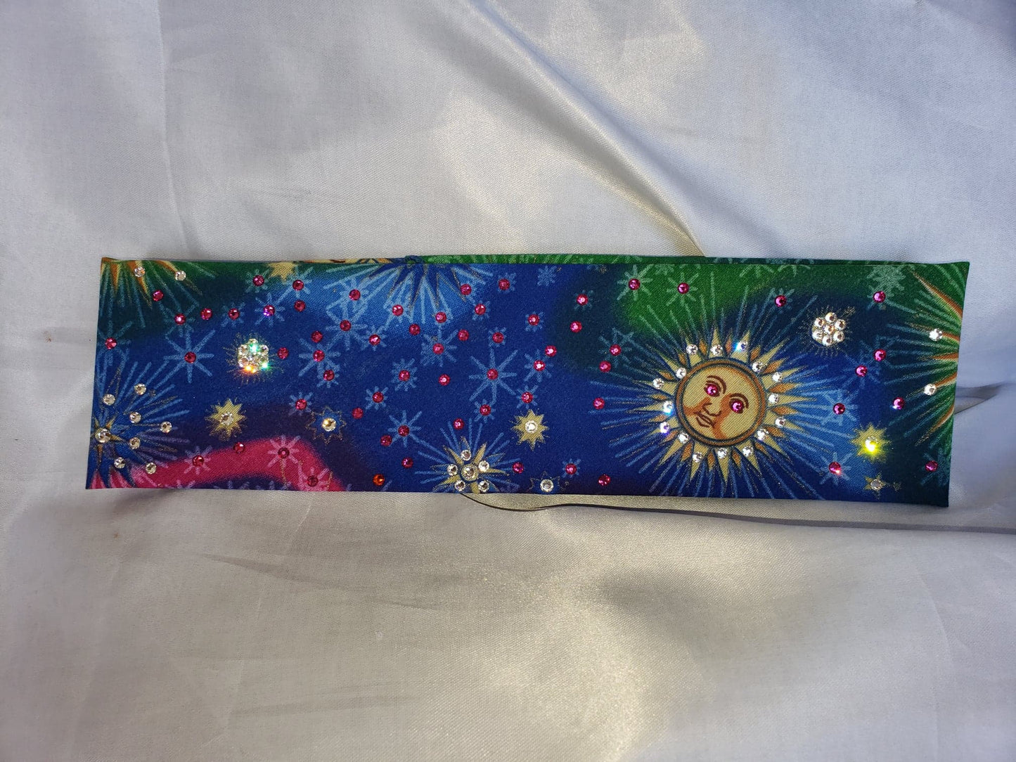 Tie-dyed Sun with Fuchsia and Diamond Clear Austrian Crystals (Sku9040)