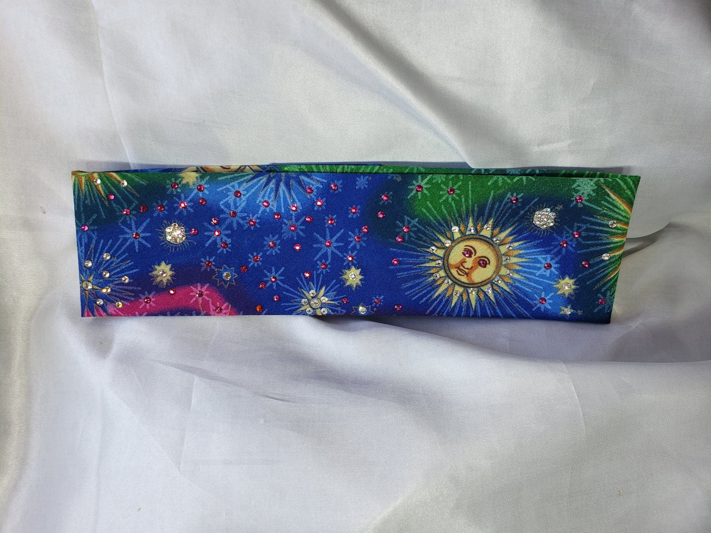 Tie-dyed Sun with Fuchsia and Diamond Clear Austrian Crystals (Sku9040)