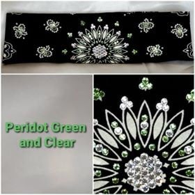 Black Paisley With Diamond Clear and Light Green Swarovski Crystals (Sku1904)