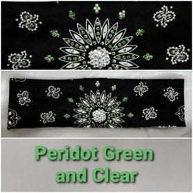 Black Paisley with Light Green and Diamond Clear Austrian Crystals (Sku1905)