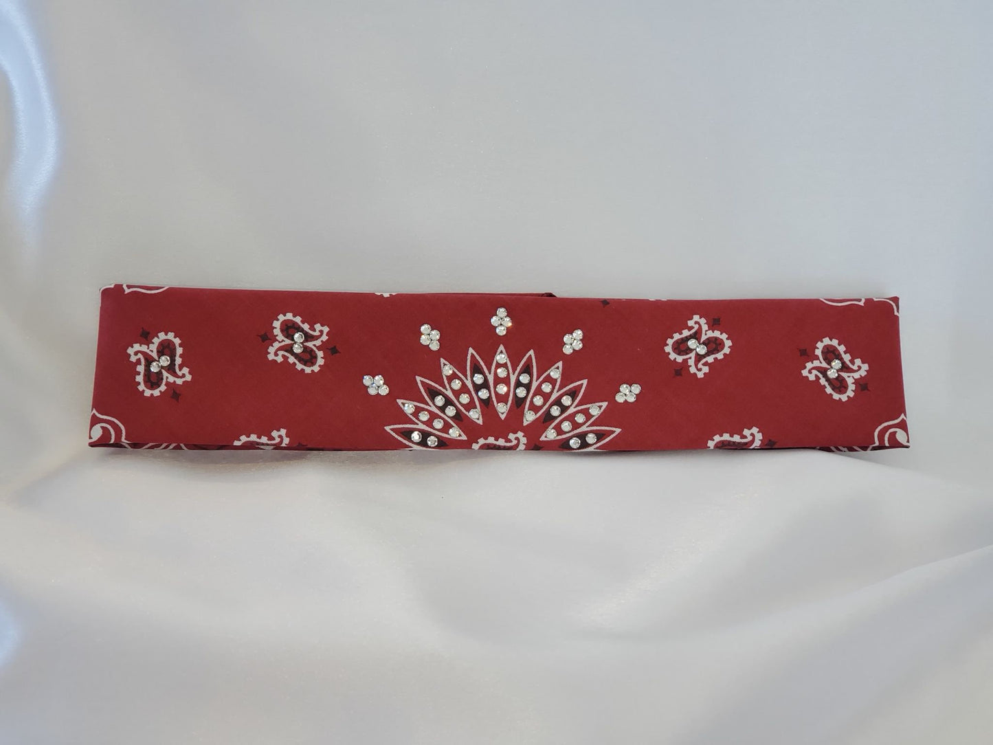 Bargain Maroon Bandana with Diamond Clear Crystals (Sku8042)