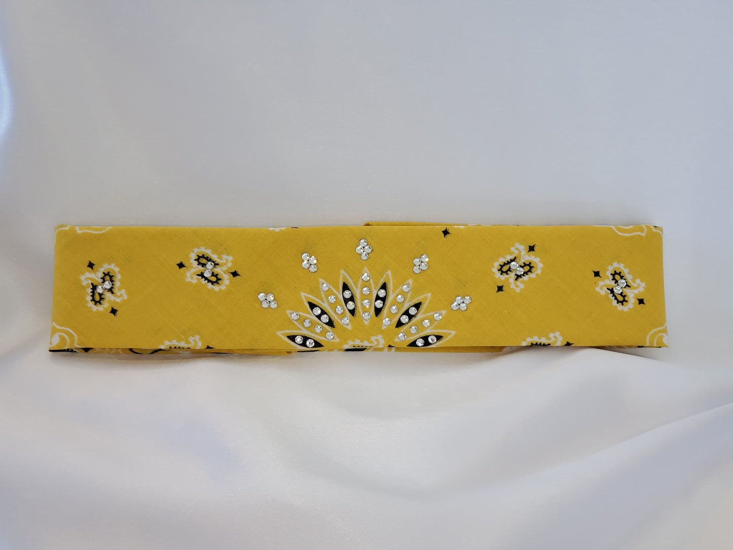 Bargain Narrow Gold Paisley Bandana with Diamond Clear Crystals (Sku8046)