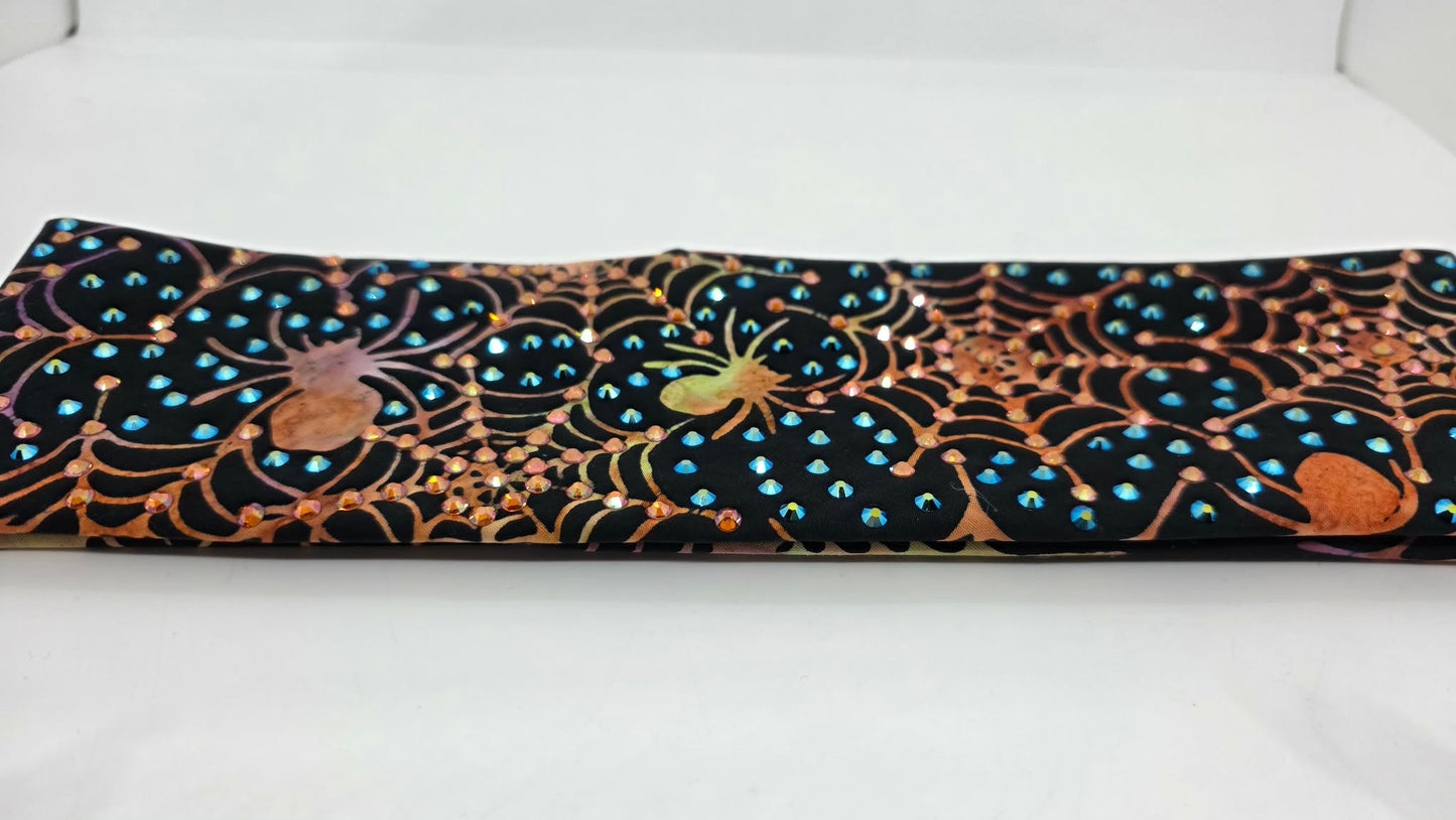 LeeAnnette Spider and Web Bandana with Jet Shimmer and Lava Austrian Crystals (L40217)