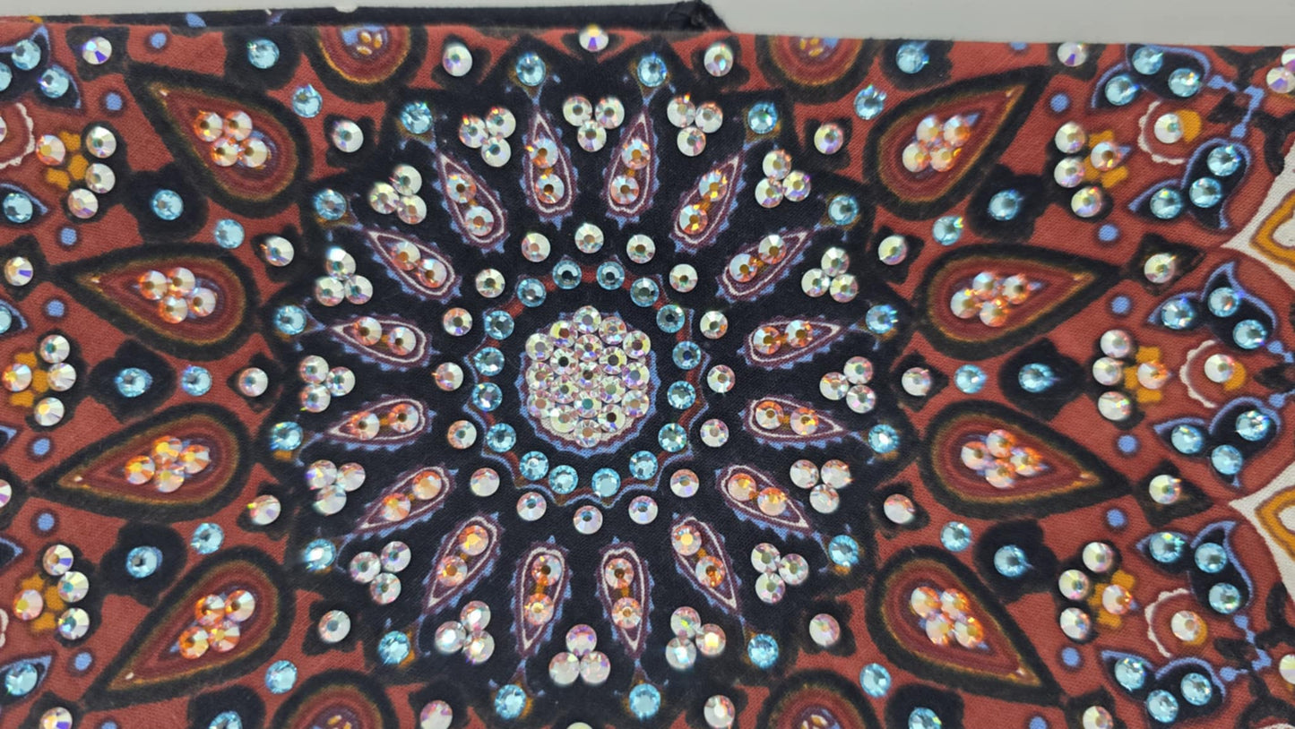 LeeAnnette Rust Indian Bandana with Aqua, Sun Shimmer and Aurora Borealis Austrian Crystals (sku40082)