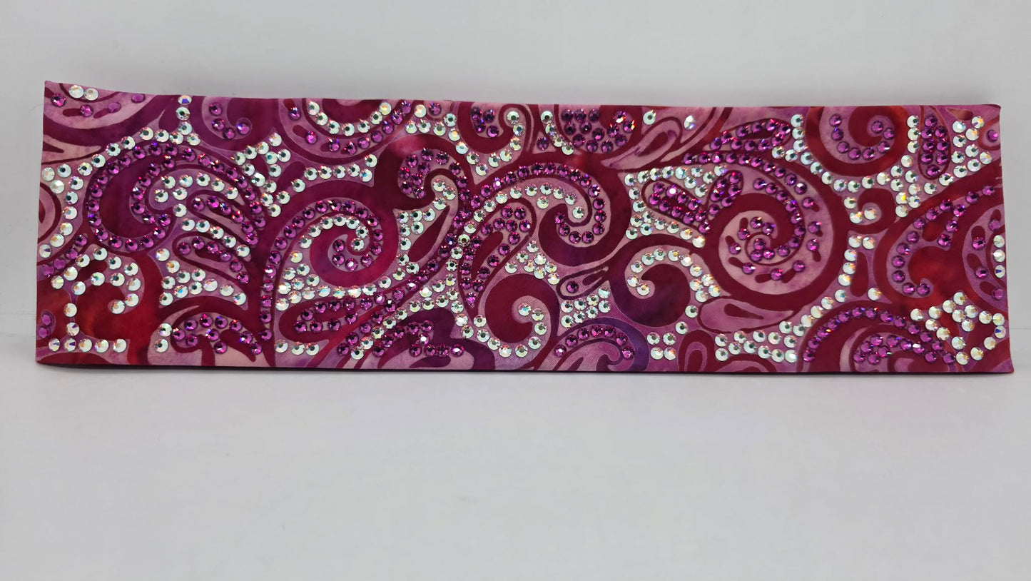 Super LeeAnnette Pink Batik Bandana with Fuchsia and Aurora Borealis Austrian Crystals (S48133)