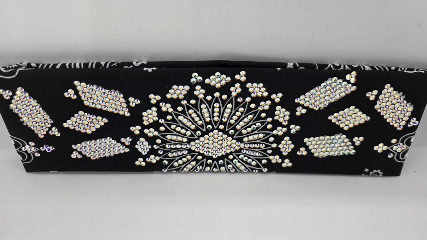 Super LeeAnnette Black Paisley Bandana with Aurora Borealis Austrian Crystals (S48106)
