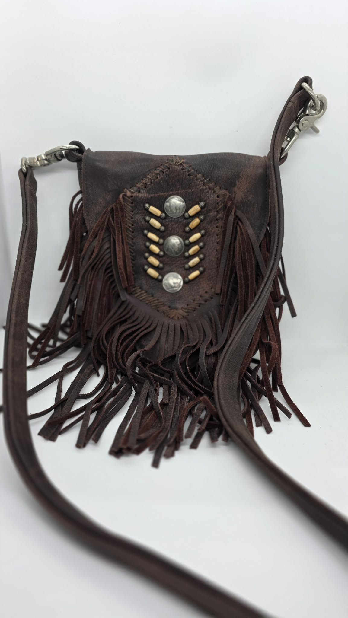 Brown Buck Skin Purse with Buffalo