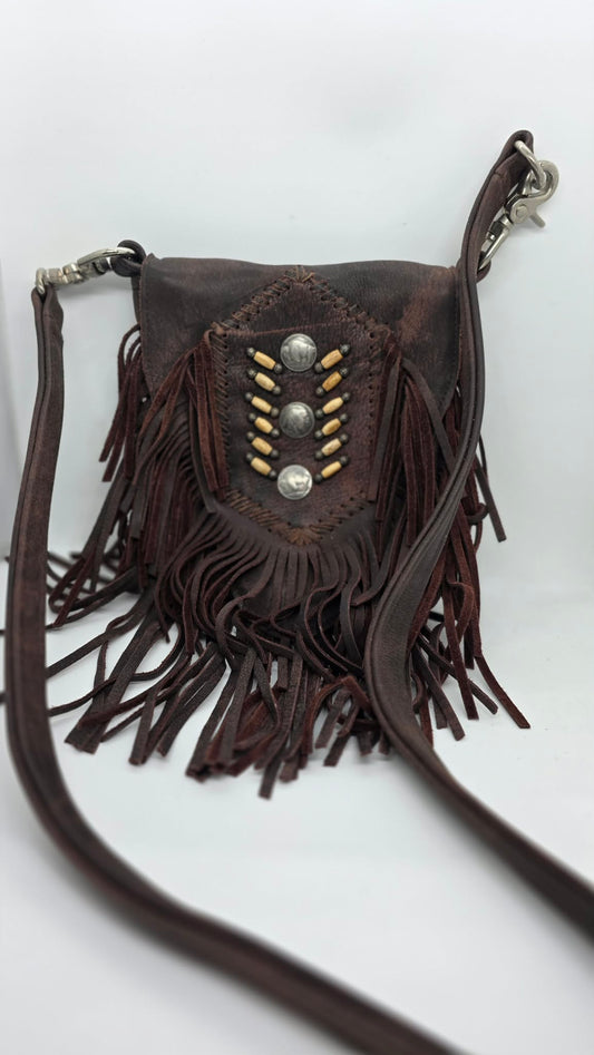 Brown Buck Skin Purse with Buffalo