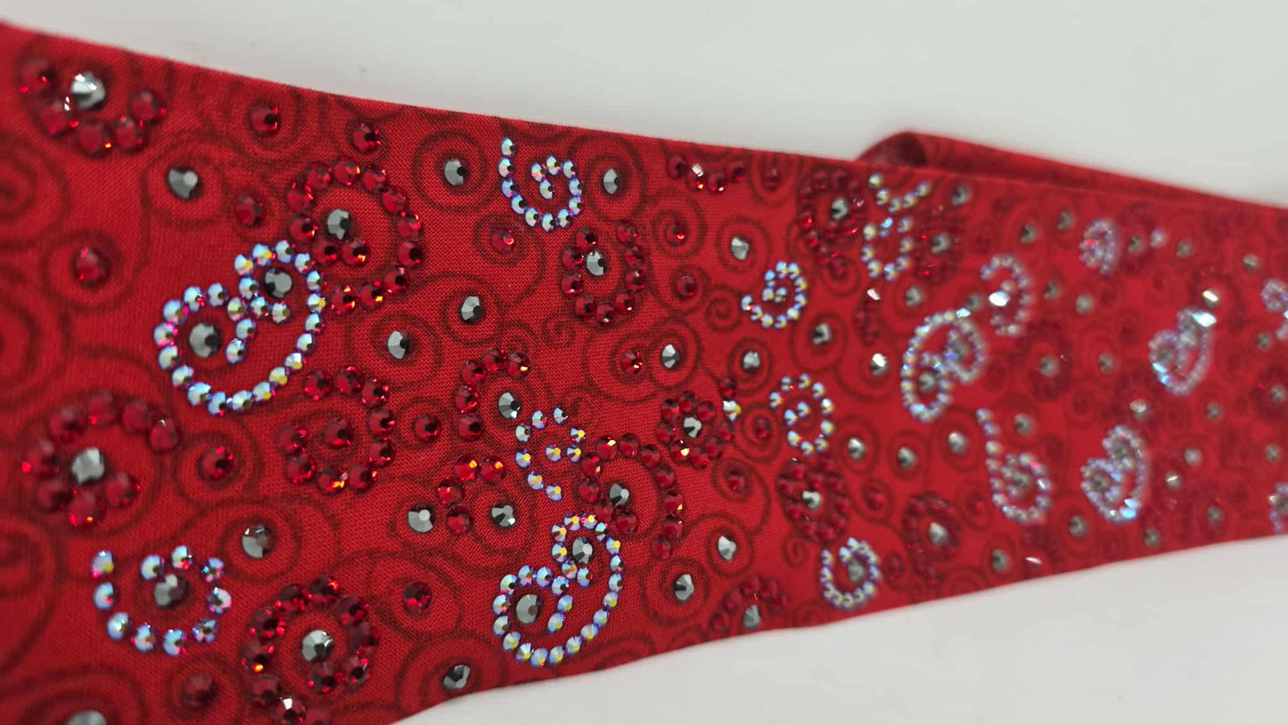 Super LeeAnnette Red Scrolls Bandana with Red and Red Shimmer Austrian Crystals (sku40099)