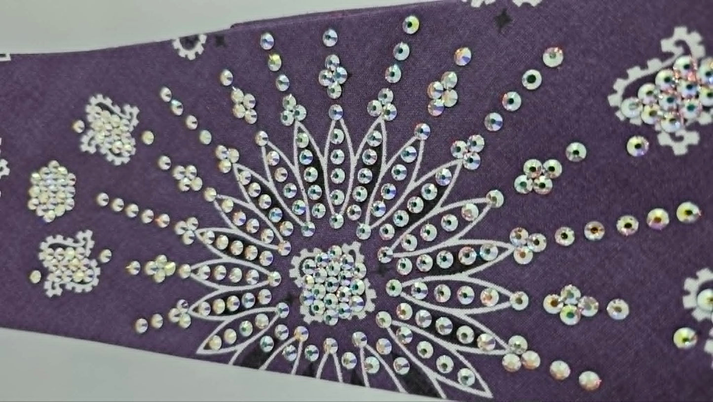 LeeAnnette Plum Paisley Bandana with Aurora Borealis Austrian Crystals (L40236)