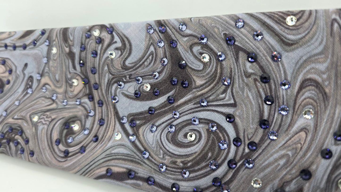Purple Marble Bandana with Dark Purple, Light Purple and Clear Austrian Crystals (E60119)