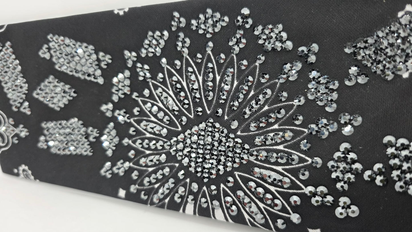 Super LeeAnnette Black Paisley Bandana with Black Austrian Crystals (sku40127)