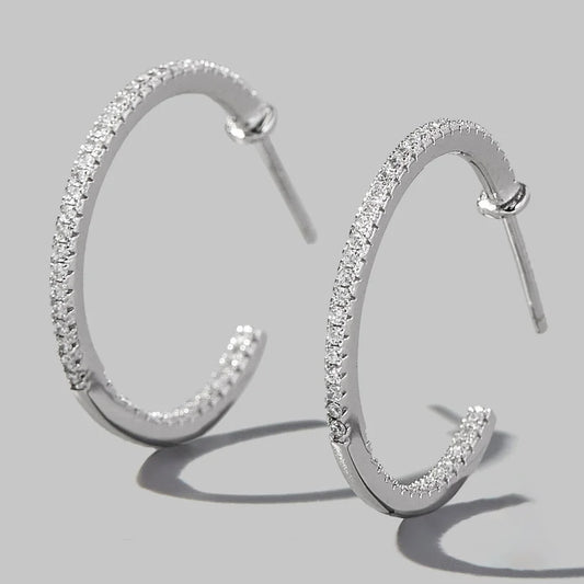 Zircon 925 Sterling Silver C-Hoop Earrings (sku8728)