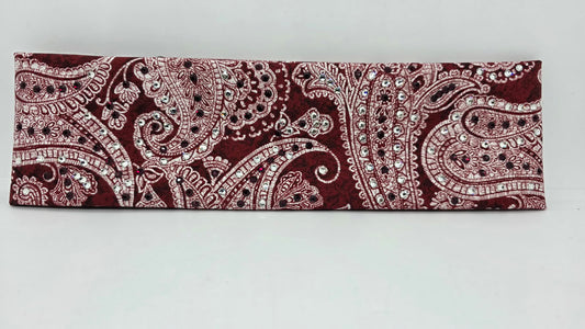 Red Victorian Bandana with Dark Red and Diamond Clear Austrian Crystals (E60126)