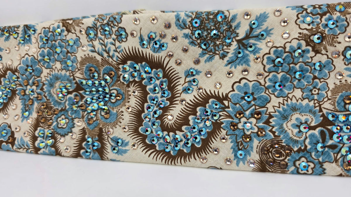 LeeAnnette Flower Dragon Bandana with Dark Red Shimmer, Honey and Brown Austrian Crystals (L40296)