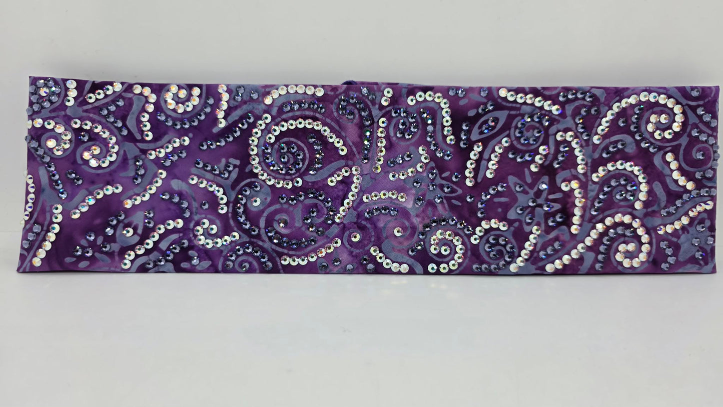 Super LeeAnnette Purple Batik Bandana with Light Purple and Aurora Borealis Austrian Crystals (S48142)