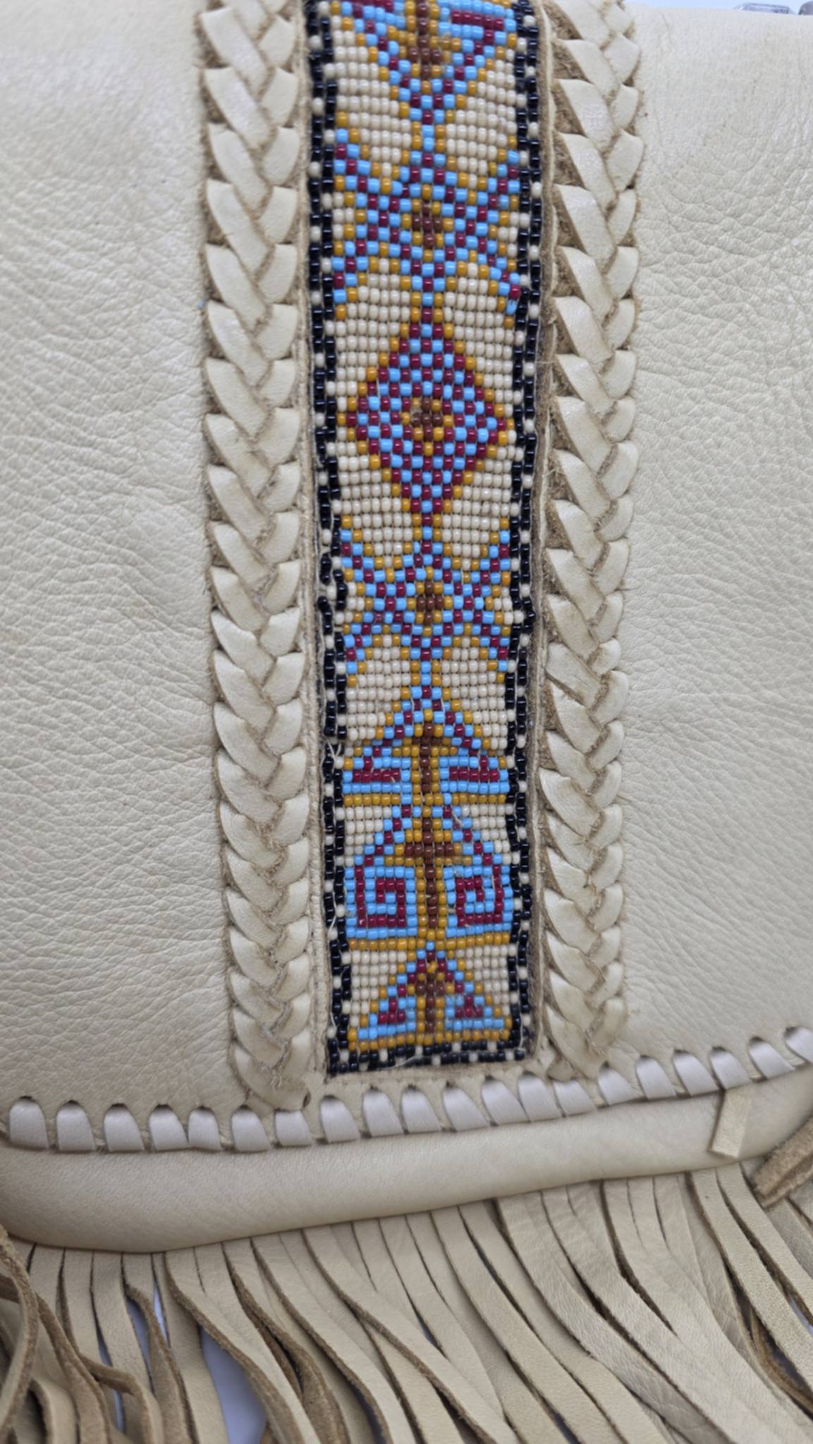Cream Buck Skin Purse with Beading