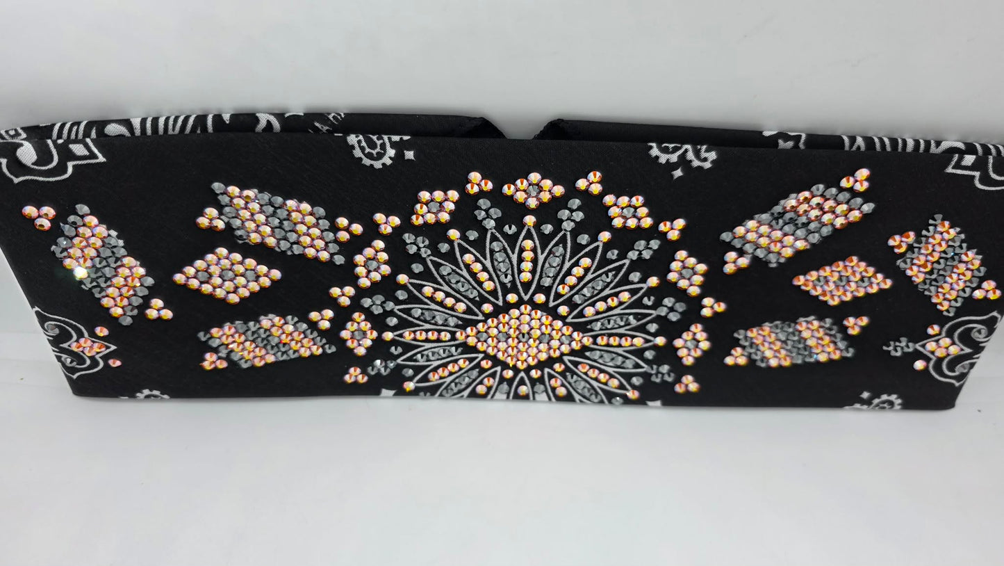 Super LeeAnnette Black Paisley Bandana with Sun Shimmer and Black Austrian Crystals (S48117)