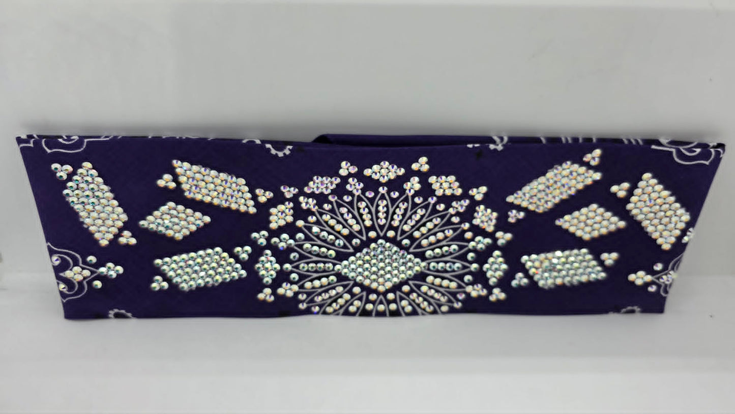 Super LeeAnnette Purple Paisley Bandana with Aurora Borealis Austrian Crystals (S48145)