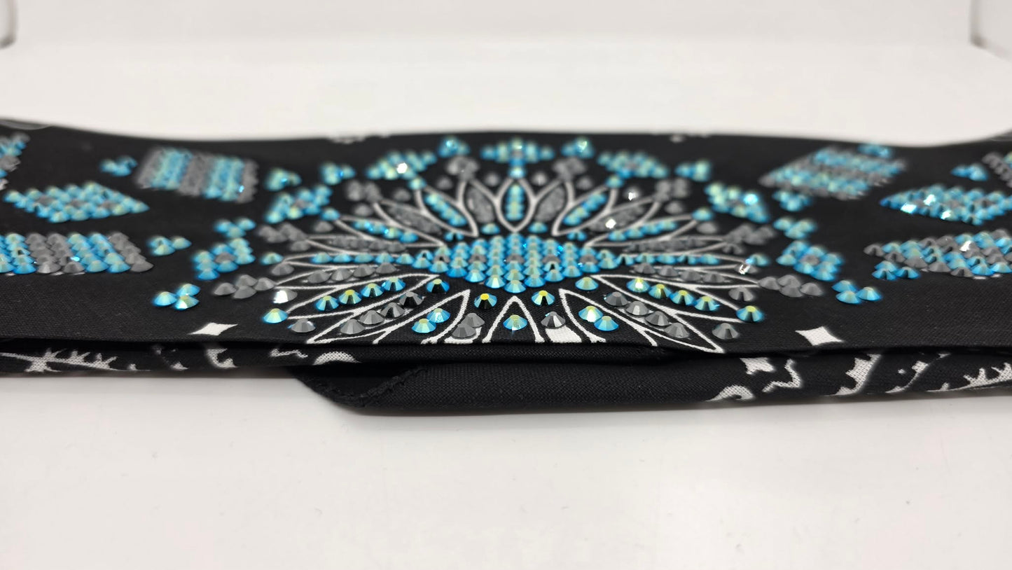 Super LeeAnnette Black Paisley Bandana with Jet Shimmer and Black Austrian Crystals (S48126)
