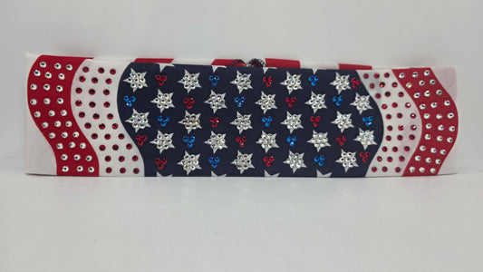 LeeAnnette Flag Bandana with Red, Blue and Diamond Clear Austrian Crystals (L40262)