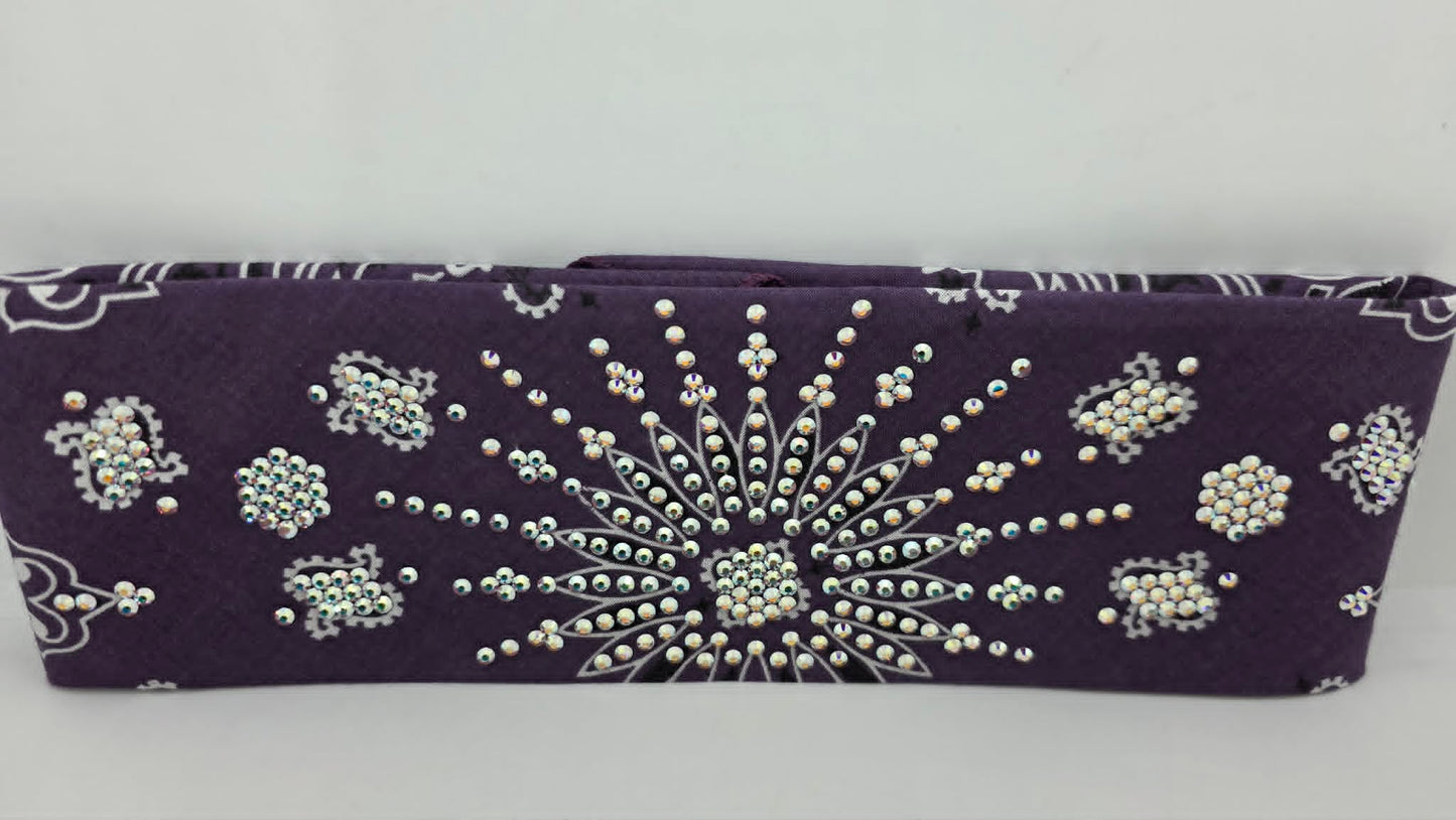 LeeAnnette Plum Paisley Bandana with Aurora Borealis Austrian Crystals (L40236)