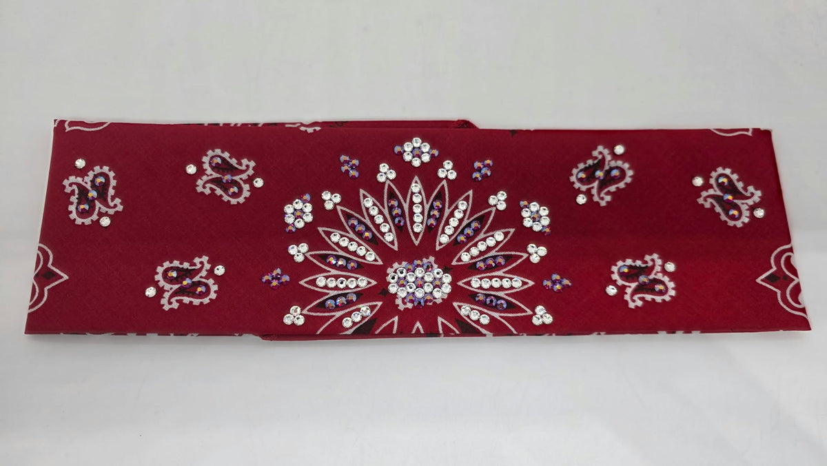 Red Paisley with Red Shimmer and Diamond Clear Austrian Crystals (E60180)