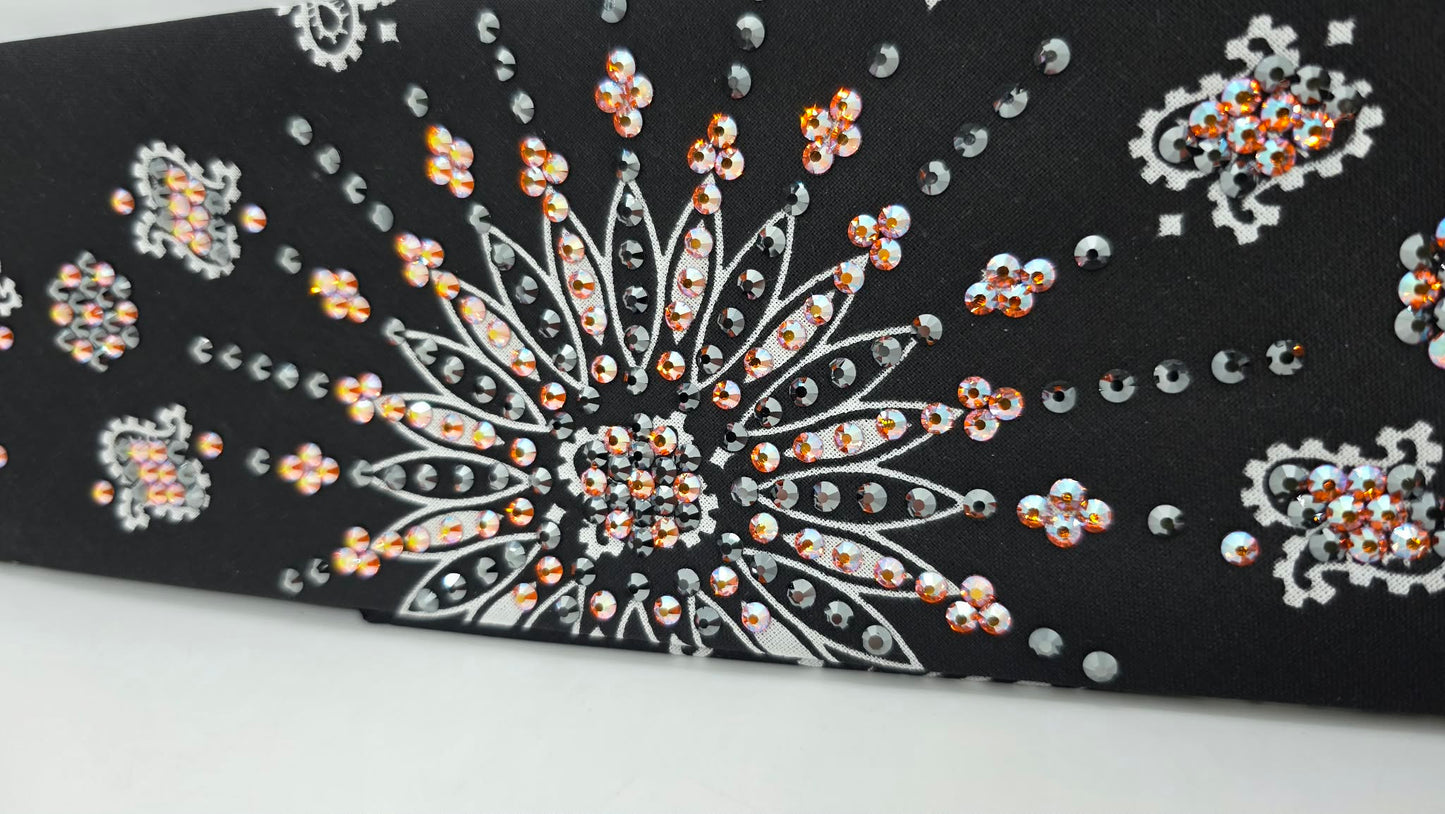 LeeAnnette Black Paisley Bandana with Sun Shimmer and Black Austrian Crystals (L40209)