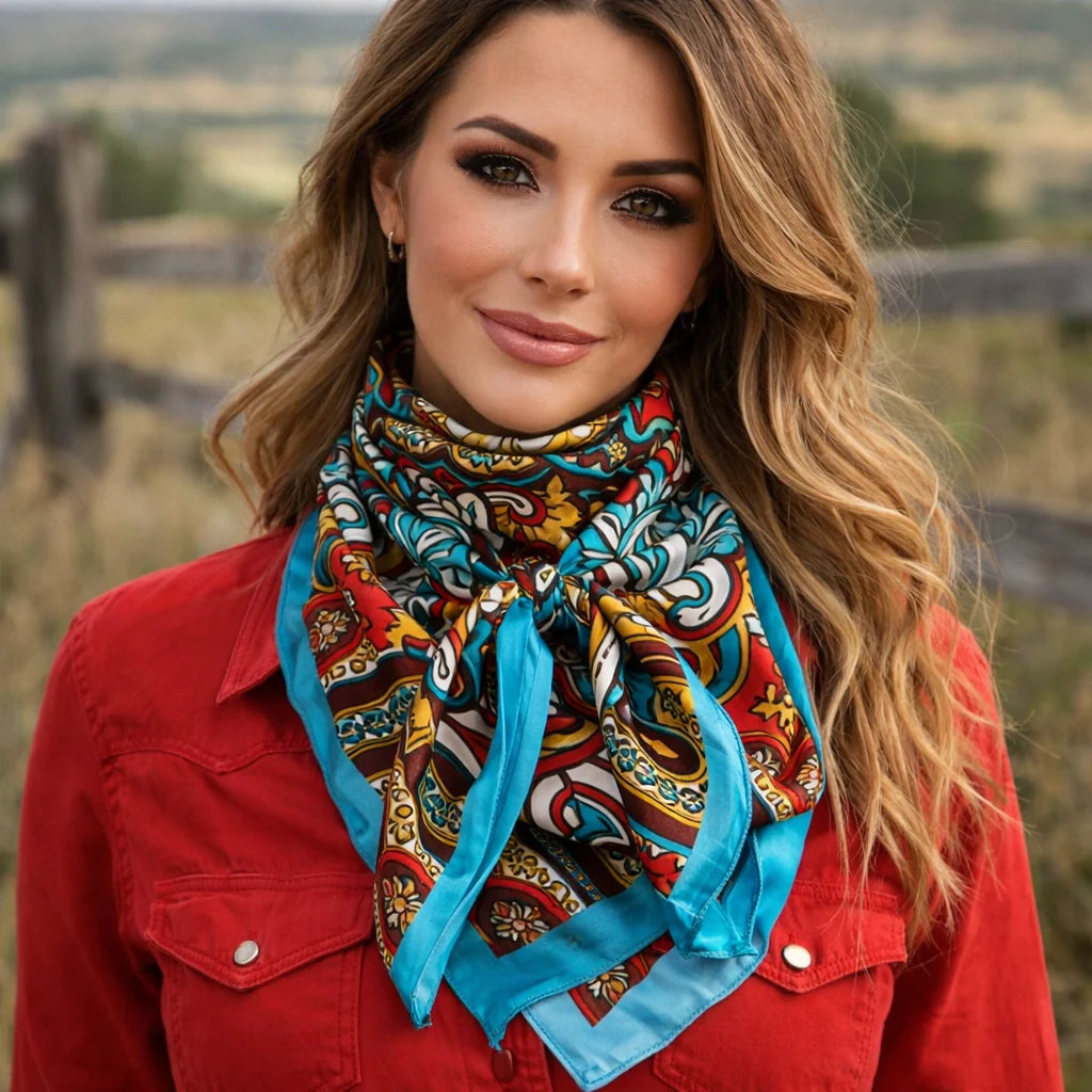 Plain Aqua Paisley Scarf (P31001)