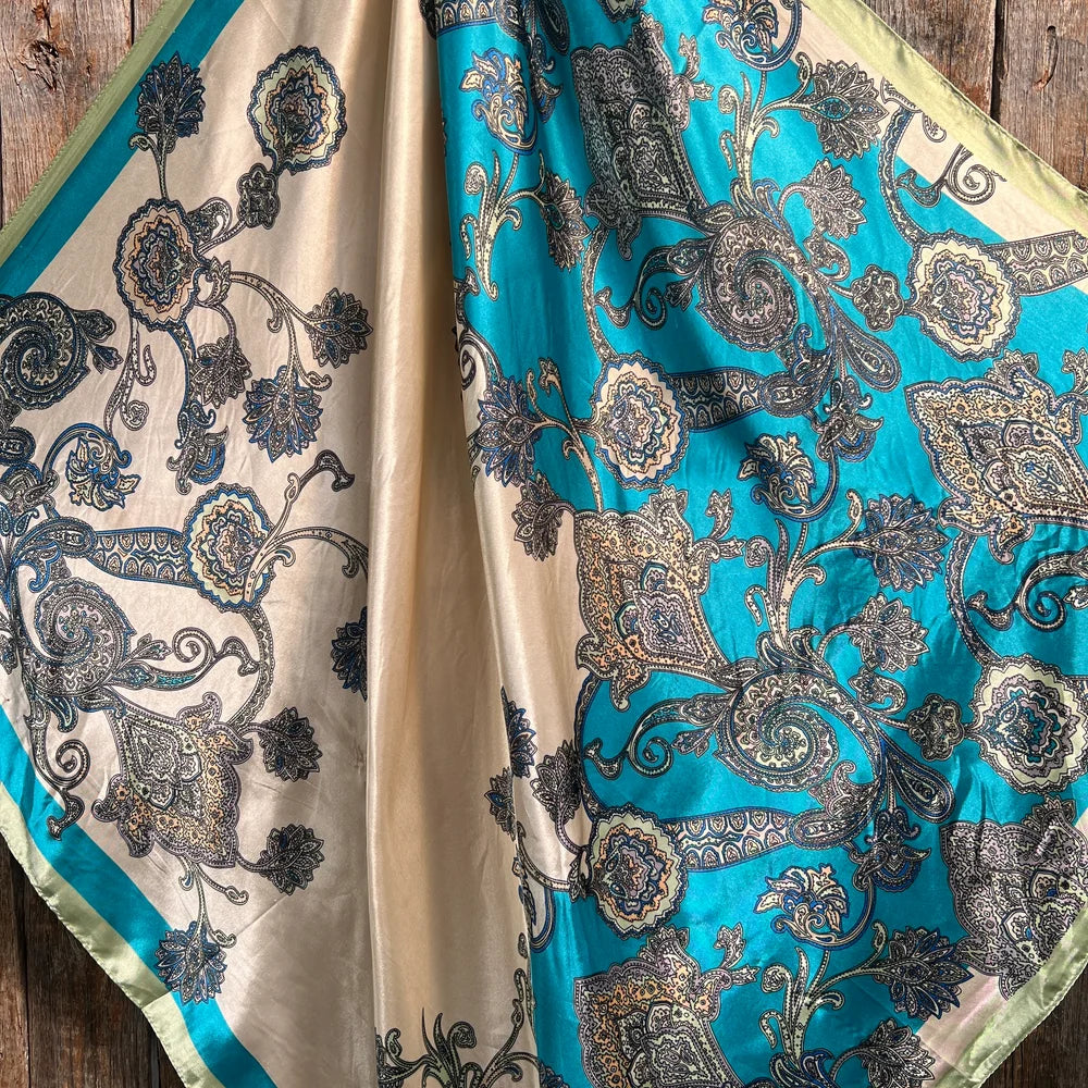 Plain Turquoise Paisley Scarf